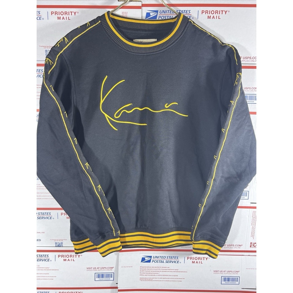Karl Kani Sweatshirt Mens Large Pullover‎ Black Gold Spellout 90s Hip Hop